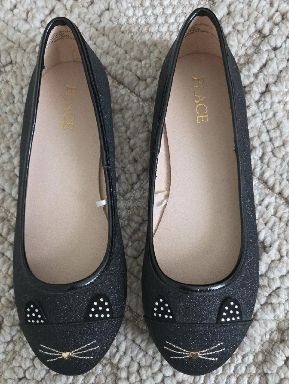 The Children's Place Black Glitter Cat Ballet Flats